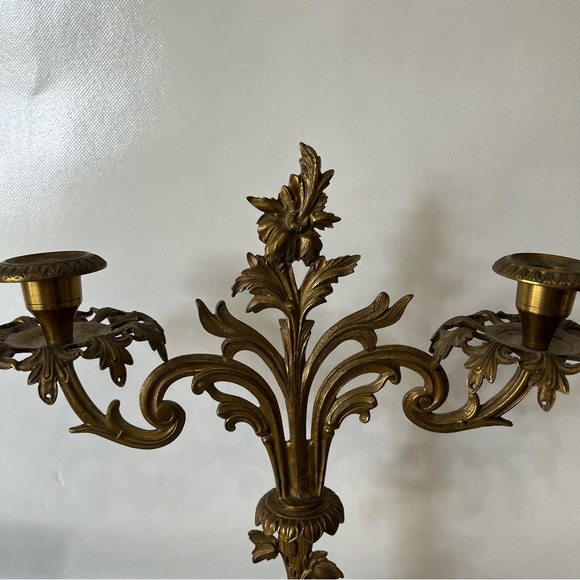 Antique Brass Cherub Baby Candelabra Marble Base Victorian - Picture 4 of 10